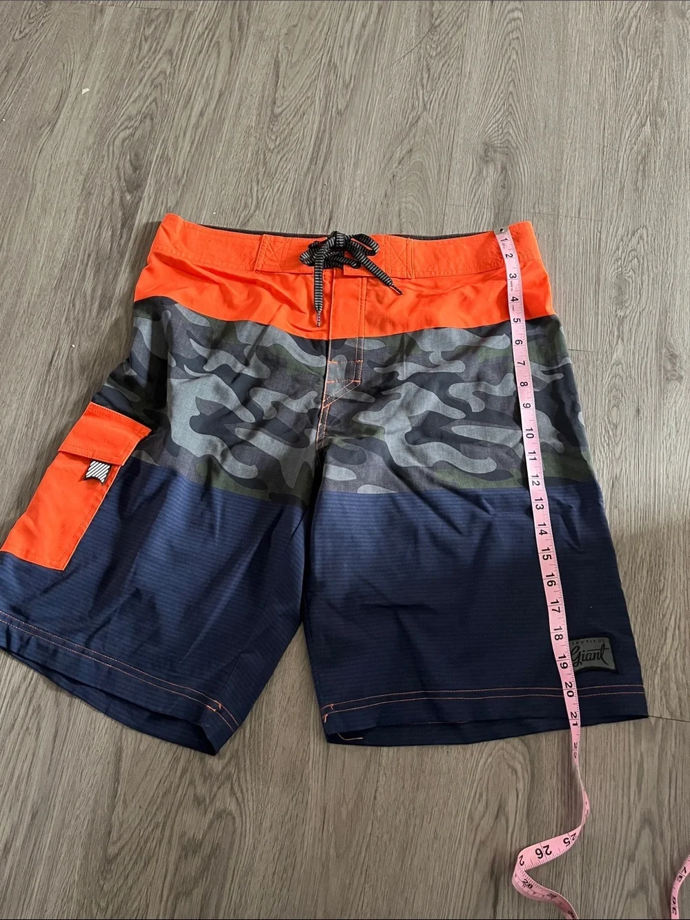 Men's Navy & Orange Camo Swim Trunks